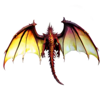 a red and yellow dragon on a white background