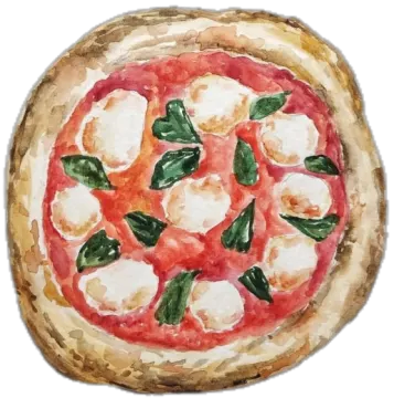 a watercolor painting of a pizza