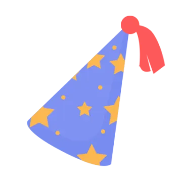 a party hat with stars on it