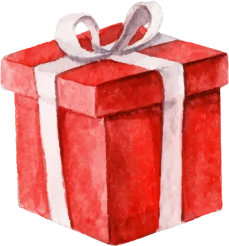 a red gift box with a white bow