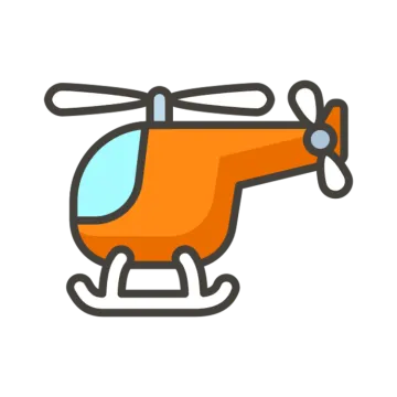 a helicopter icon on a white background