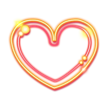 a neon heart on a white background
