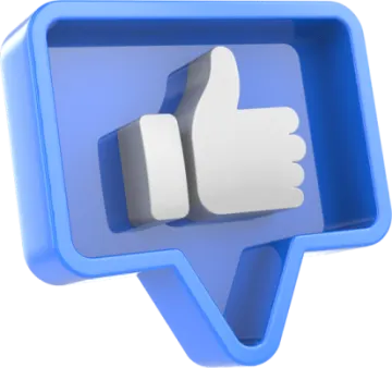 a thumbs up icon in the shape of a blue arrow