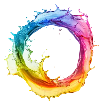 colorful paint splashs in the shape of a circle