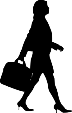 a silhouette of a woman carrying a suitcase