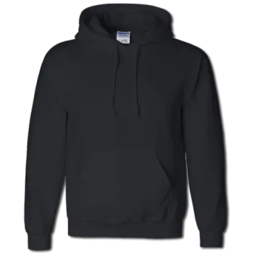 a black hoodie sweatshirt with a white logo on the front
