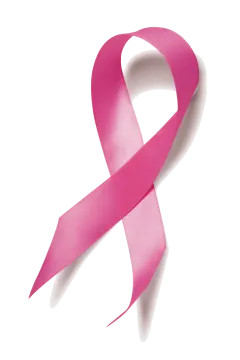a pink ribbon on a white background