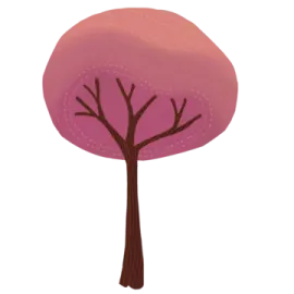 a pink tree on a white background