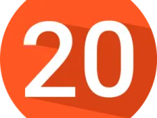 a red circle with the number 20 on it