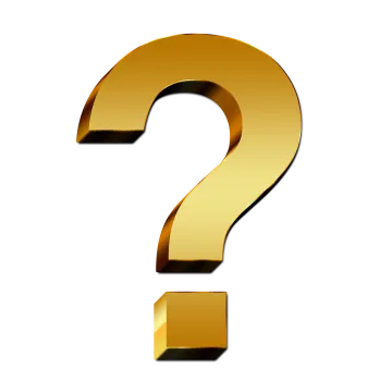 a gold question sign on a white background