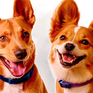 a close up of two dogs with their mouths open