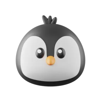 a black and white penguin with big eyes