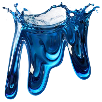 a blue liquid splash on a white background