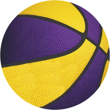 a yellow and purple basketball ball