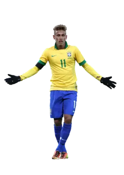a man in a yellow shirt and blue shorts