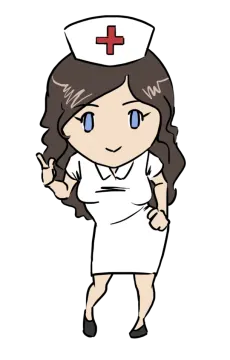 a cartoon nurse with a red cross