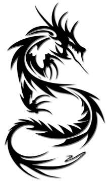 a black and white dragon tattoo design