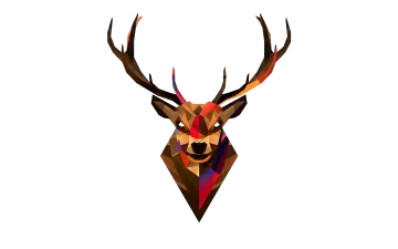 the head of a deer with colorful geometric shapes