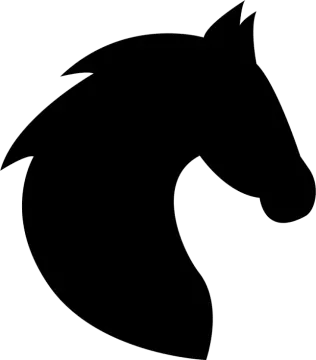 a horse head silhouetted on a white background