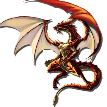 a red and yellow dragon with wings
