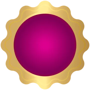 a purple and gold medal with a white background