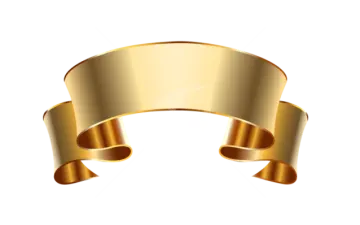 a gold ribbon on a white background