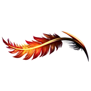 a red and yellow feather on a white background
