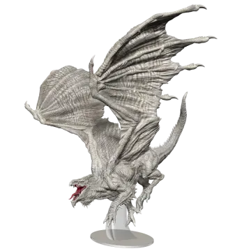 a white dragon with its wings spread out