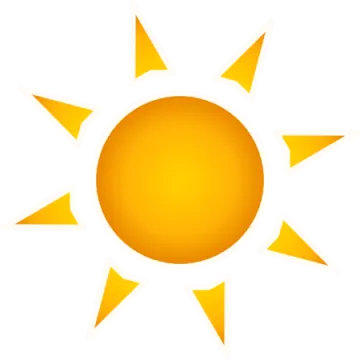 a yellow sun on a white background