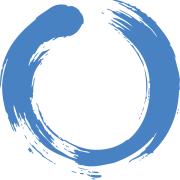 a blue circle with a white background