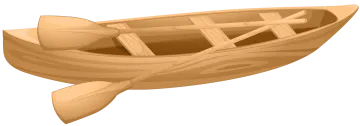 a wooden boat with a cross on the front