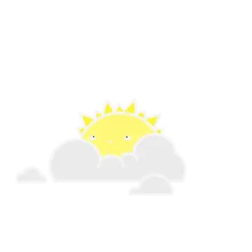 a cartoon sun peeking out from behind a cloud