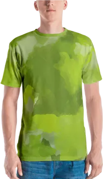 a man wearing a green t - shirt