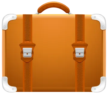 a brown suitcase on a white background
