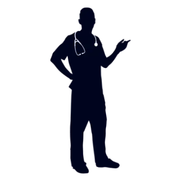 a silhouette of a man with a stel in his hands