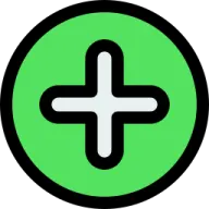 a green cross in a black circle