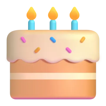 a birthday cake with three candles on top