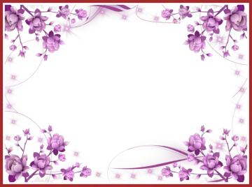 a frame with purple flowers on a white background