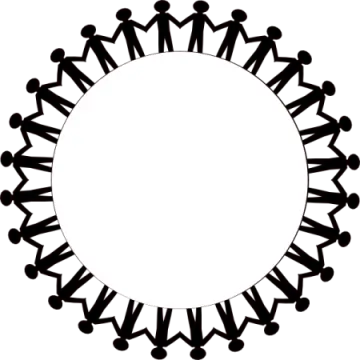 a group of people holding hands in a circle