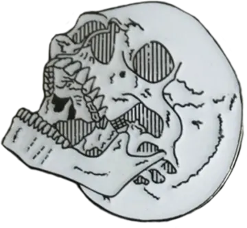a black and white drawing of a skull on a white background