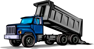 a blue dump truck with a white background