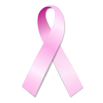 a pink ribbon on a white background