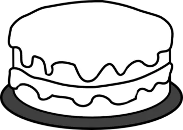 a black and white drawing of a cake