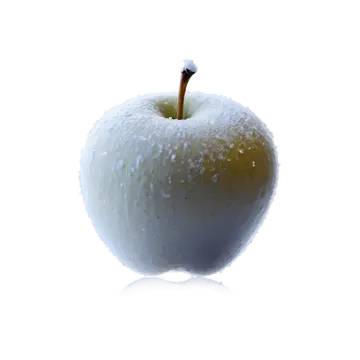 an apple covered in water on a white background
