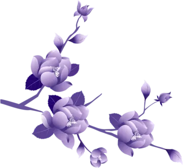 a branch with purple flowers on it