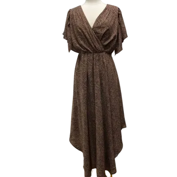 a brown and black leopard print dress