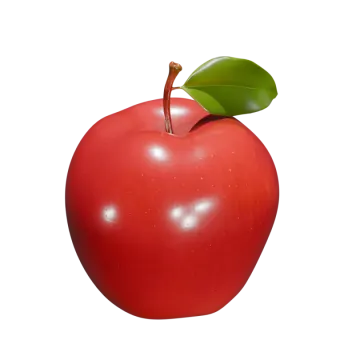 a red apple with a green leaf on top