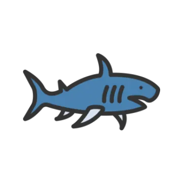 a shark icon on a white background