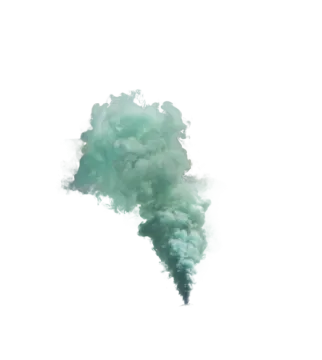 a green smoke cloud on a white background