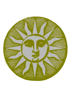 a sun with a face in the middle of it